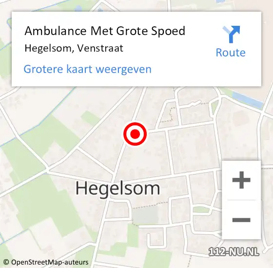 Locatie op kaart van de 112 melding: Ambulance Met Grote Spoed Naar Hegelsom, Venstraat op 2 september 2014 21:42