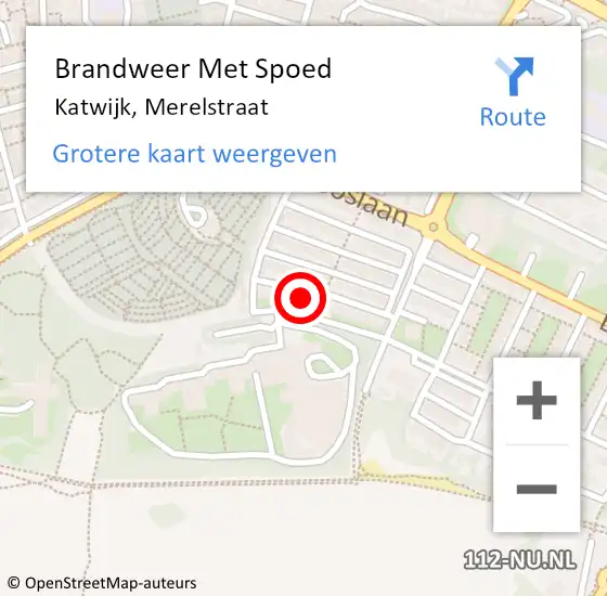 Locatie op kaart van de 112 melding: Brandweer Met Spoed Naar Katwijk, Merelstraat op 25 juli 2023 15:07