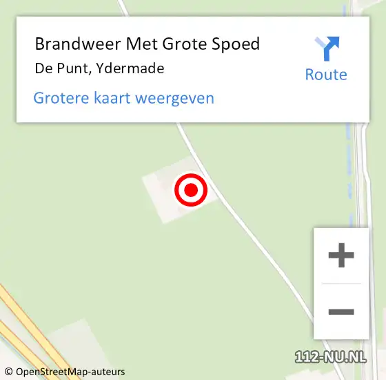 Locatie op kaart van de 112 melding: Brandweer Met Grote Spoed Naar De Punt, Ydermade op 25 juli 2023 15:15