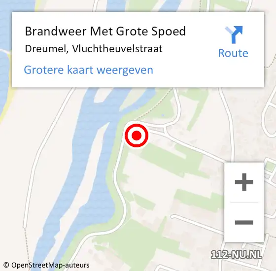 Locatie op kaart van de 112 melding: Brandweer Met Grote Spoed Naar Dreumel, Vluchtheuvelstraat op 25 juli 2023 15:43