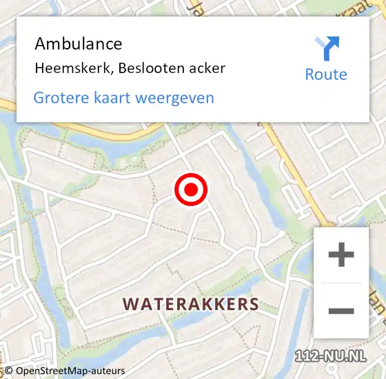 Locatie op kaart van de 112 melding: Ambulance Heemskerk, Beslooten acker op 25 juli 2023 16:20