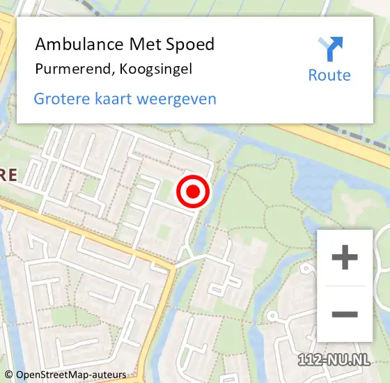 Locatie op kaart van de 112 melding: Ambulance Met Spoed Naar Purmerend, Koogsingel op 25 juli 2023 16:37