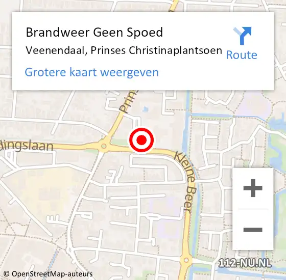 Locatie op kaart van de 112 melding: Brandweer Geen Spoed Naar Veenendaal, Prinses Christinaplantsoen op 25 juli 2023 16:38