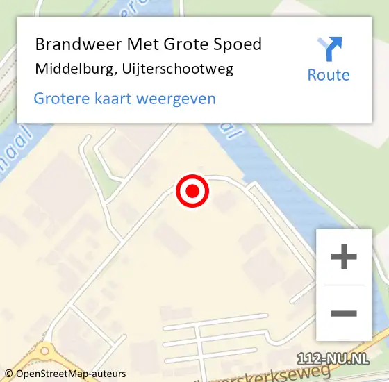 Locatie op kaart van de 112 melding: Brandweer Met Grote Spoed Naar Middelburg, Uijterschootweg op 25 juli 2023 17:07