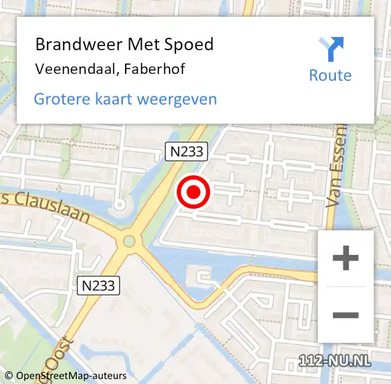 Locatie op kaart van de 112 melding: Brandweer Met Spoed Naar Veenendaal, Faberhof op 25 juli 2023 17:11