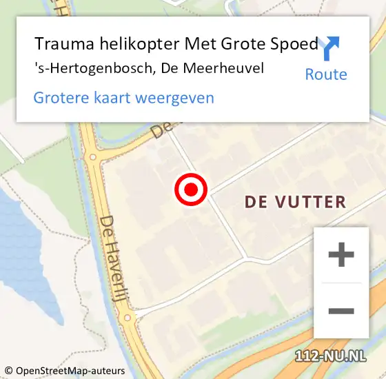 Locatie op kaart van de 112 melding: Trauma helikopter Met Grote Spoed Naar 's-Hertogenbosch, De Meerheuvel op 25 juli 2023 17:20