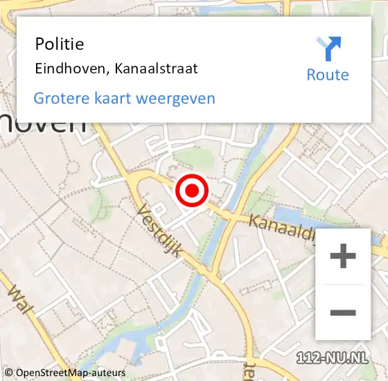 Locatie op kaart van de 112 melding: Politie Eindhoven, Kanaalstraat op 25 juli 2023 17:32