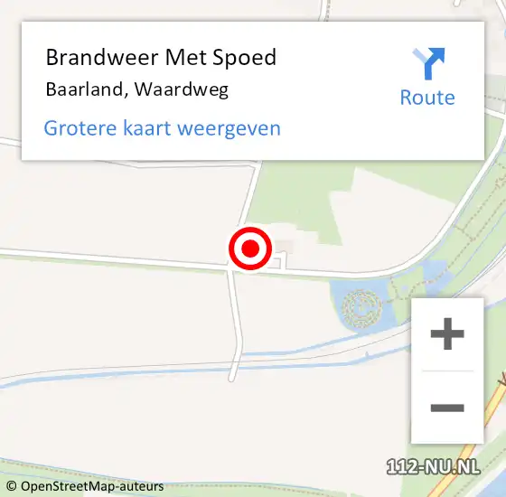 Locatie op kaart van de 112 melding: Brandweer Met Spoed Naar Baarland, Waardweg op 25 juli 2023 18:40