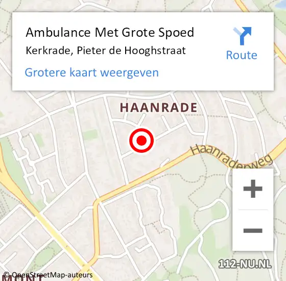 Locatie op kaart van de 112 melding: Ambulance Met Grote Spoed Naar Kerkrade, Pieter de Hooghstraat op 13 oktober 2013 13:03