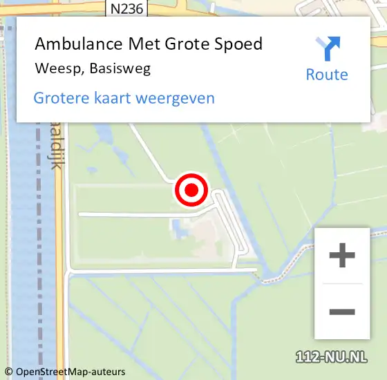 Locatie op kaart van de 112 melding: Ambulance Met Grote Spoed Naar Weesp, Basisweg op 25 juli 2023 19:28