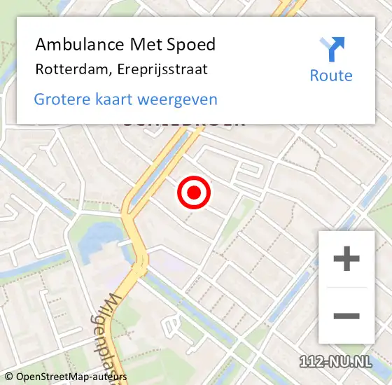 Locatie op kaart van de 112 melding: Ambulance Met Spoed Naar Rotterdam, Ereprijsstraat op 25 juli 2023 19:35