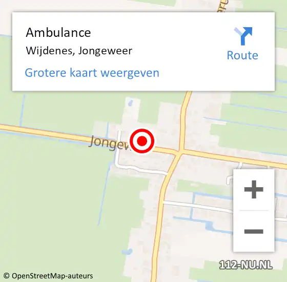 Locatie op kaart van de 112 melding: Ambulance Wijdenes, Jongeweer op 25 juli 2023 19:40