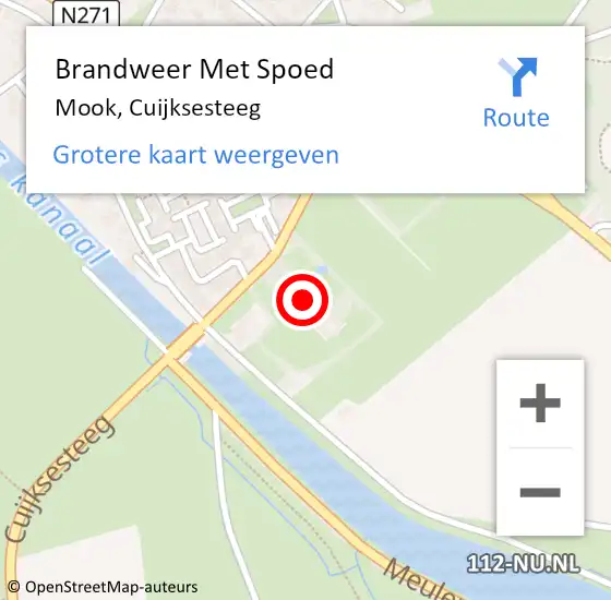 Locatie op kaart van de 112 melding: Brandweer Met Spoed Naar Mook, Cuijksesteeg op 25 juli 2023 19:57