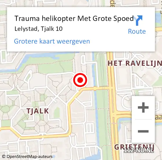 Locatie op kaart van de 112 melding: Trauma helikopter Met Grote Spoed Naar Lelystad, Tjalk 10 op 25 juli 2023 19:58