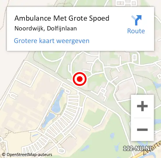 Locatie op kaart van de 112 melding: Ambulance Met Grote Spoed Naar Noordwijk, Dolfijnlaan op 25 juli 2023 20:10