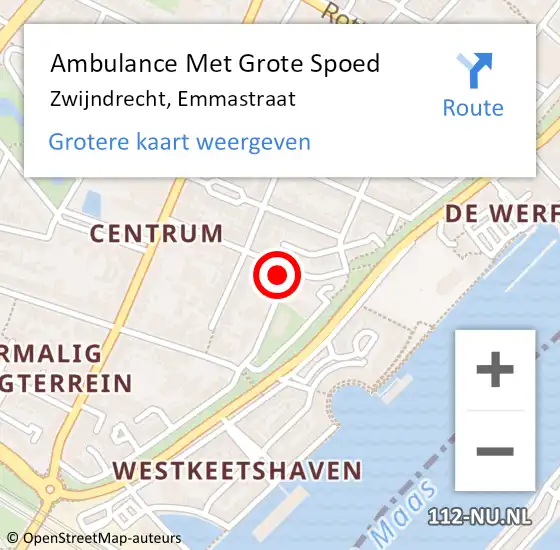 Locatie op kaart van de 112 melding: Ambulance Met Grote Spoed Naar Zwijndrecht, Emmastraat op 25 juli 2023 20:12