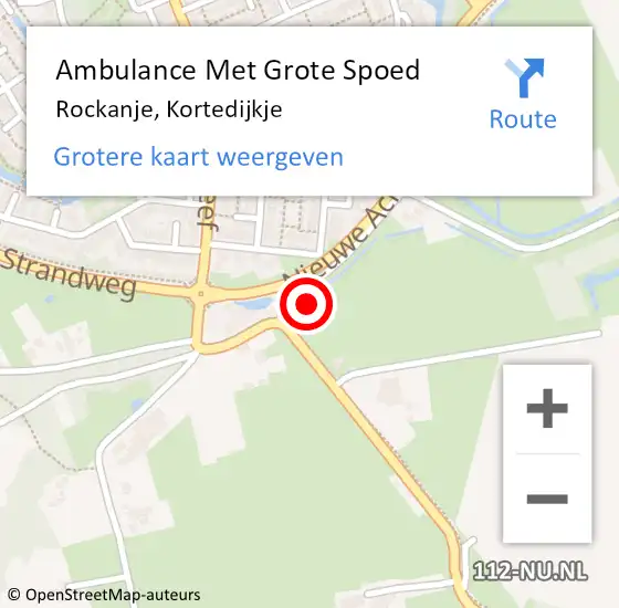 Locatie op kaart van de 112 melding: Ambulance Met Grote Spoed Naar Rockanje, Kortedijkje op 25 juli 2023 20:36