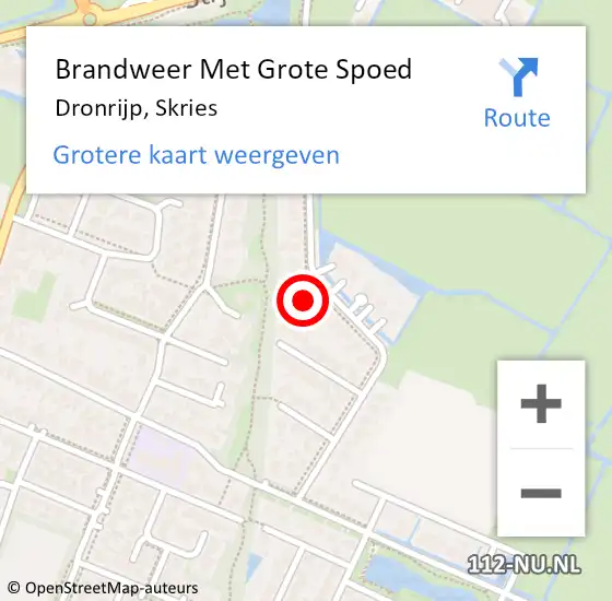 Locatie op kaart van de 112 melding: Brandweer Met Grote Spoed Naar Dronrijp, Skries op 25 juli 2023 20:55