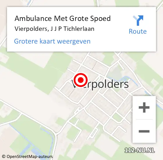 Locatie op kaart van de 112 melding: Ambulance Met Grote Spoed Naar Vierpolders, J J P Tichlerlaan op 25 juli 2023 20:59