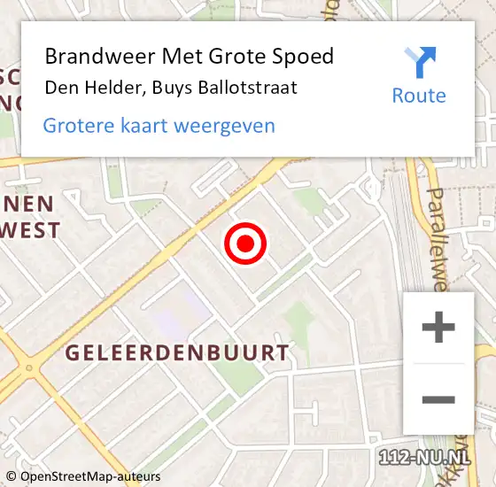 Locatie op kaart van de 112 melding: Brandweer Met Grote Spoed Naar Den Helder, Buys Ballotstraat op 25 juli 2023 21:30