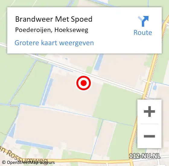 Locatie op kaart van de 112 melding: Brandweer Met Spoed Naar Poederoijen, Hoekseweg op 25 juli 2023 21:30