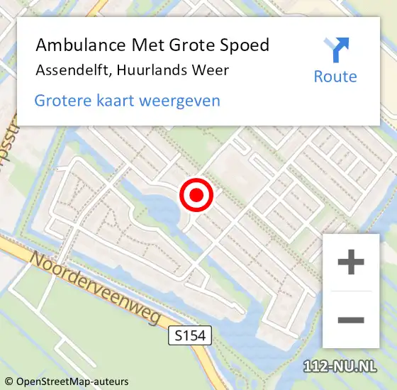 Locatie op kaart van de 112 melding: Ambulance Met Grote Spoed Naar Assendelft, Huurlands Weer op 25 juli 2023 21:45