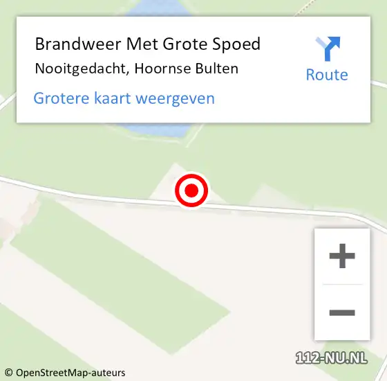 Locatie op kaart van de 112 melding: Brandweer Met Grote Spoed Naar Nooitgedacht, Hoornse Bulten op 25 juli 2023 22:00