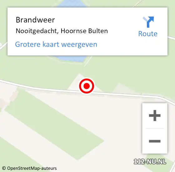 Locatie op kaart van de 112 melding: Brandweer Nooitgedacht, Hoornse Bulten op 25 juli 2023 22:03