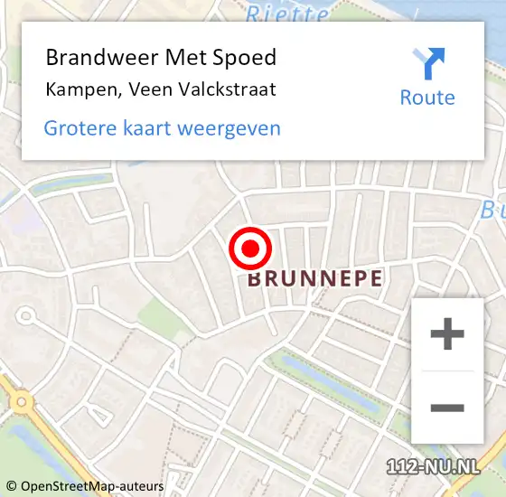 Locatie op kaart van de 112 melding: Brandweer Met Spoed Naar Kampen, Veen Valckstraat op 25 juli 2023 22:12