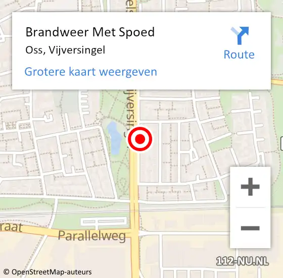 Locatie op kaart van de 112 melding: Brandweer Met Spoed Naar Oss, Vijversingel op 25 juli 2023 22:25