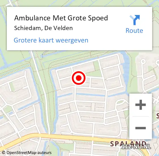 Locatie op kaart van de 112 melding: Ambulance Met Grote Spoed Naar Schiedam, De Velden op 25 juli 2023 22:47