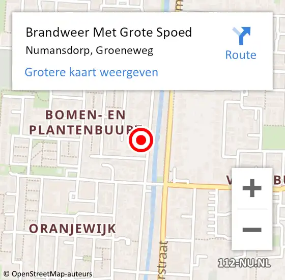 Locatie op kaart van de 112 melding: Brandweer Met Grote Spoed Naar Numansdorp, Groeneweg op 25 juli 2023 22:53