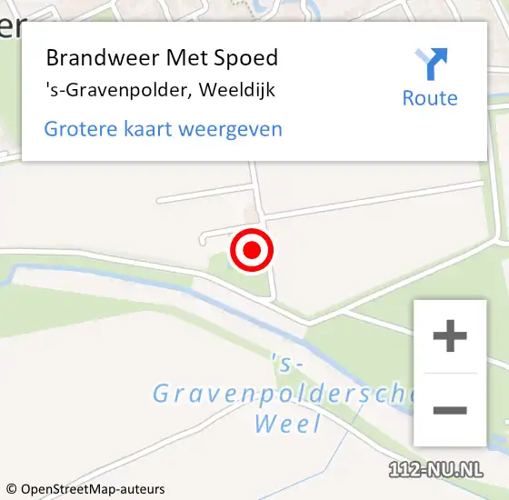 Locatie op kaart van de 112 melding: Brandweer Met Spoed Naar 's-Gravenpolder, Weeldijk op 25 juli 2023 23:08