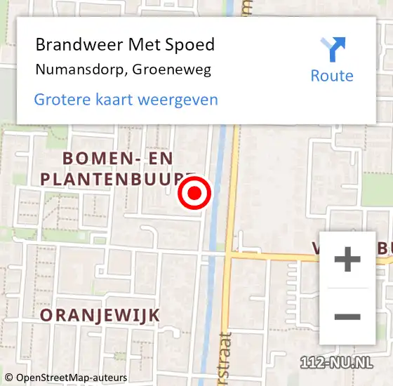 Locatie op kaart van de 112 melding: Brandweer Met Spoed Naar Numansdorp, Groeneweg op 25 juli 2023 23:11