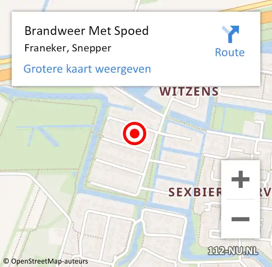 Locatie op kaart van de 112 melding: Brandweer Met Spoed Naar Franeker, Snepper op 25 juli 2023 23:53