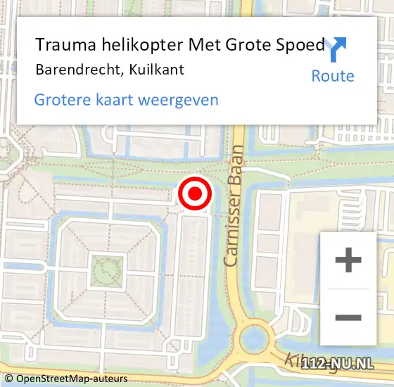 Locatie op kaart van de 112 melding: Trauma helikopter Met Grote Spoed Naar Barendrecht, Kuilkant op 26 juli 2023 00:25