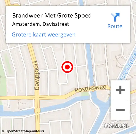 Locatie op kaart van de 112 melding: Brandweer Met Grote Spoed Naar Amsterdam, Davisstraat op 26 juli 2023 00:34