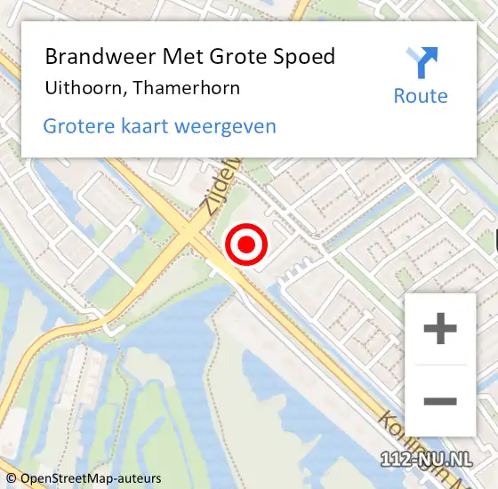 Locatie op kaart van de 112 melding: Brandweer Met Grote Spoed Naar Uithoorn, Thamerhorn op 26 juli 2023 01:09