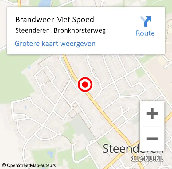Locatie op kaart van de 112 melding: Brandweer Met Spoed Naar Steenderen, Bronkhorsterweg op 26 juli 2023 01:39
