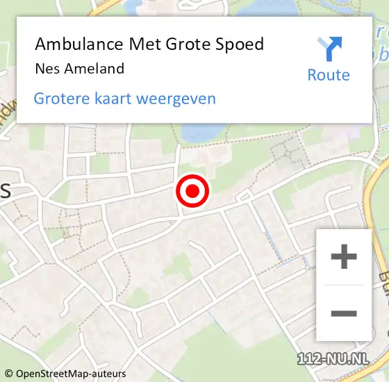 Locatie op kaart van de 112 melding: Ambulance Met Grote Spoed Naar Nes Ameland op 26 juli 2023 02:07