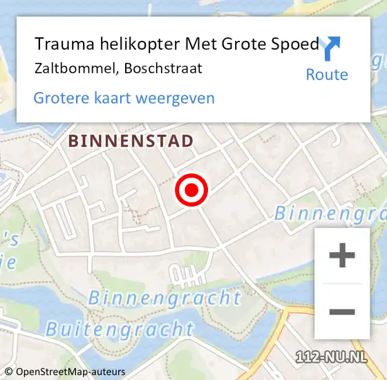 Locatie op kaart van de 112 melding: Trauma helikopter Met Grote Spoed Naar Zaltbommel, Boschstraat op 26 juli 2023 02:08