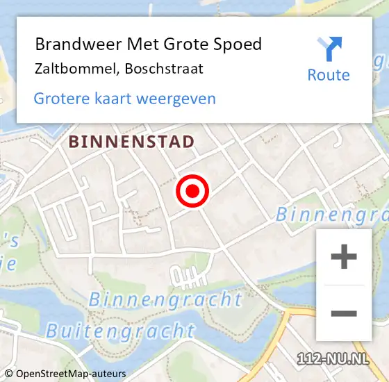 Locatie op kaart van de 112 melding: Brandweer Met Grote Spoed Naar Zaltbommel, Boschstraat op 26 juli 2023 02:24