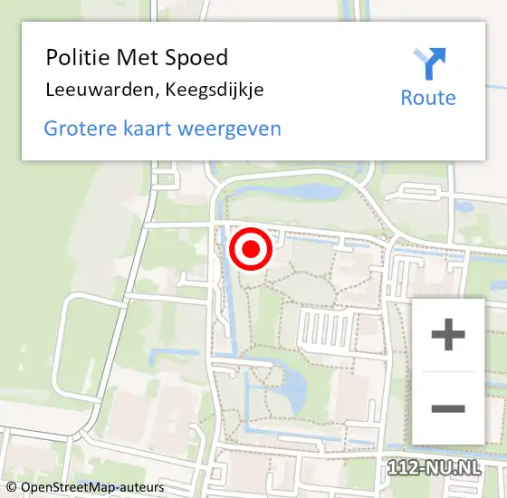 Locatie op kaart van de 112 melding: Politie Met Spoed Naar Leeuwarden, Keegsdijkje op 26 juli 2023 03:56