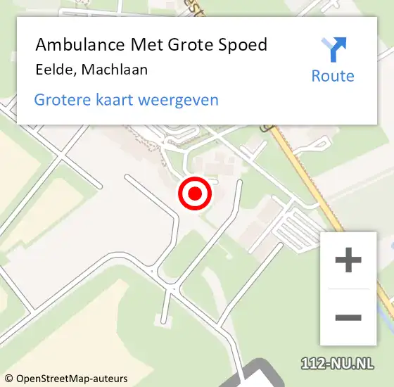 Locatie op kaart van de 112 melding: Ambulance Met Grote Spoed Naar Eelde, Machlaan op 26 juli 2023 04:06