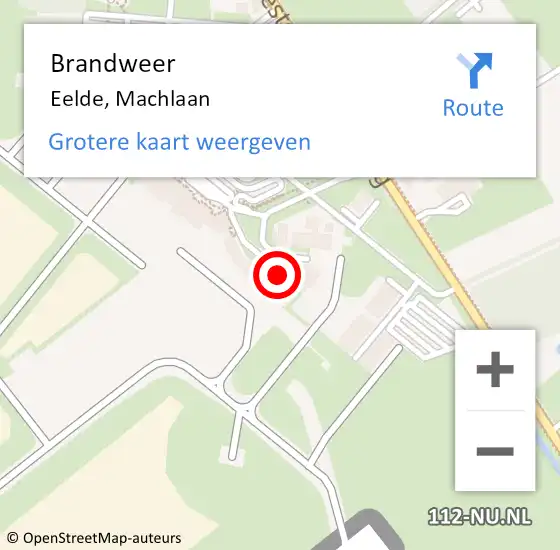 Locatie op kaart van de 112 melding: Brandweer Eelde, Machlaan op 26 juli 2023 04:08