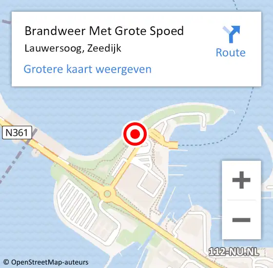 Locatie op kaart van de 112 melding: Brandweer Met Grote Spoed Naar Lauwersoog, Zeedijk op 26 juli 2023 04:52