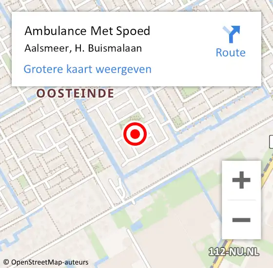 Locatie op kaart van de 112 melding: Ambulance Met Spoed Naar Aalsmeer, H. Buismalaan op 26 juli 2023 04:58