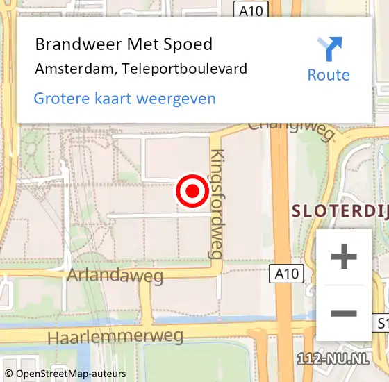 Locatie op kaart van de 112 melding: Brandweer Met Spoed Naar Amsterdam, Teleportboulevard op 26 juli 2023 07:43