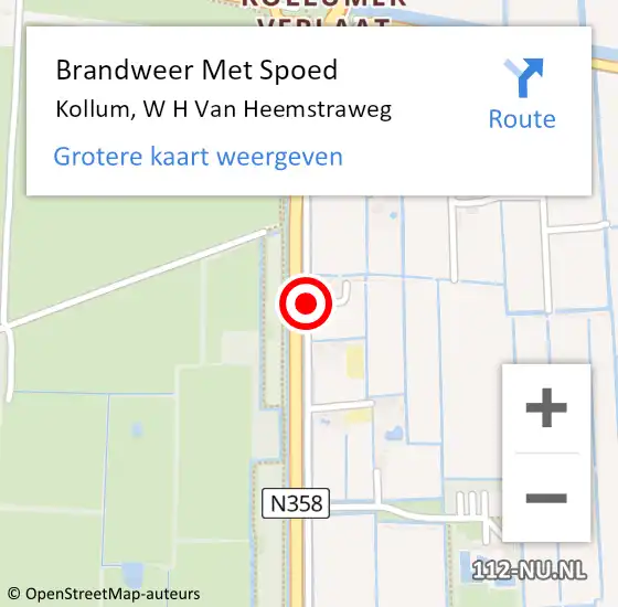 Locatie op kaart van de 112 melding: Brandweer Met Spoed Naar Kollum, W H Van Heemstraweg op 13 oktober 2013 13:05