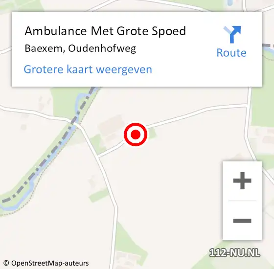 Locatie op kaart van de 112 melding: Ambulance Met Grote Spoed Naar Baexem, Oudenhofweg op 26 juli 2023 08:05
